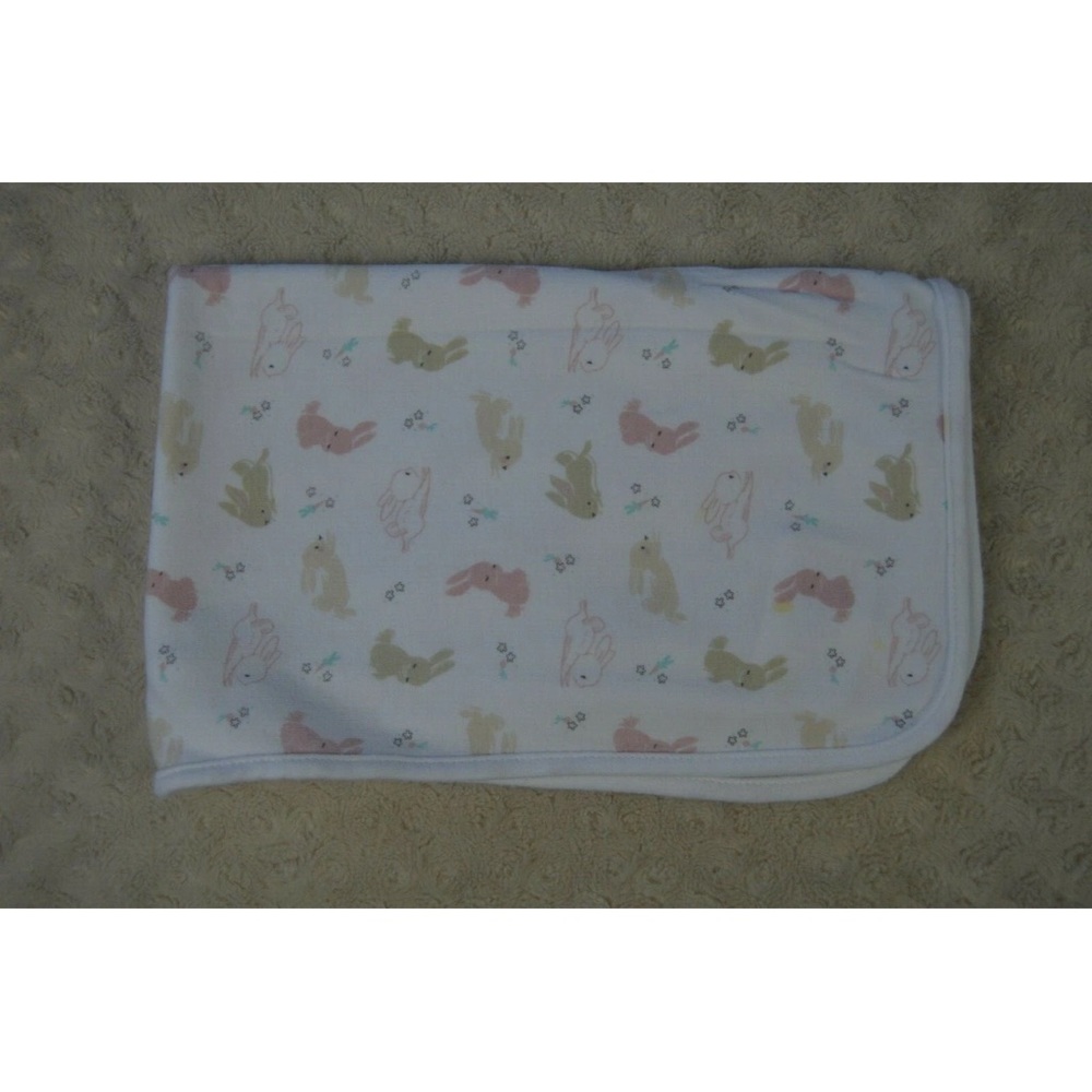 Rabbit + Bear Organic by Emily and Oliver Bunny Baby Blanket White Pink Carrots